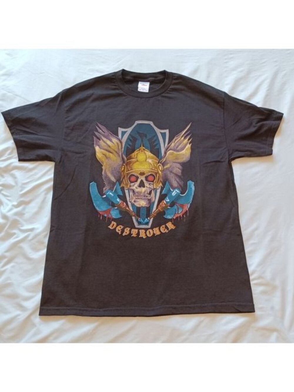 Vintage Y2K Tennessee River "Destroyer" Viking Skull Black T-Shirt Adult L